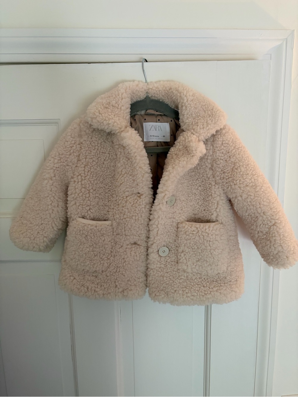 ZARA Faux Sherp Cream Fleece Jacket 9-12 months